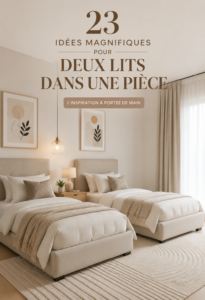 Design chaleureux d'une chambre avec deux lits, optimisée pour l'espace