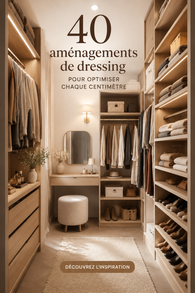 Un dressing bien optimisé avec un rangement efficace et esthétique.