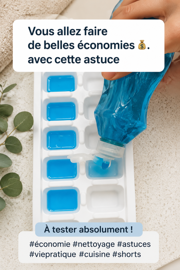 Une femme souriante nettoie sa cuisine avec des produits naturels pour faire des économies.