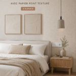 Chambre douillette avec papier peint élégant et ambiance chaleureuse