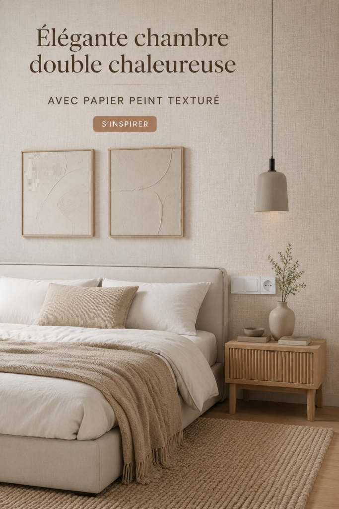 Chambre douillette avec papier peint élégant et ambiance chaleureuse