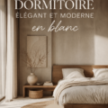 Chambre élégante et moderne décorée principalement en blanc.