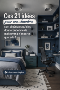 Idées de décoration moderne pour une chambre d'ado avec un bureau et un lit contemporain.