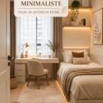 Salon minimaliste moderne avec des lignes épurées et une décoration simple