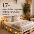 Lit en palette moderne dans une chambre cosy