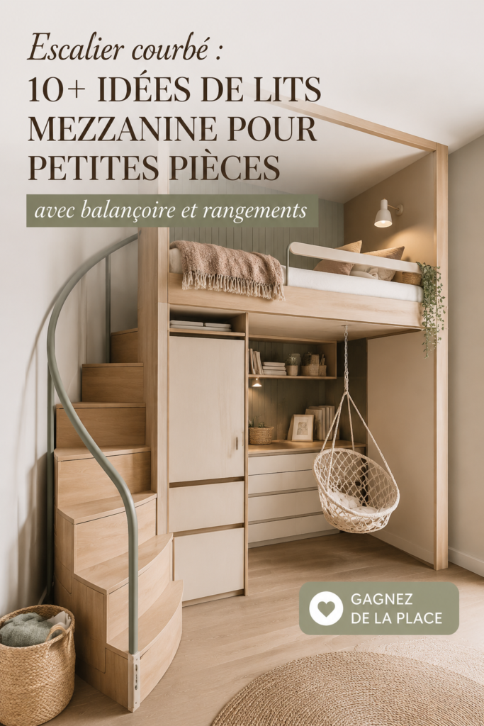 Exemple d'une chambre avec un lit mezzanine courbé de style moderne