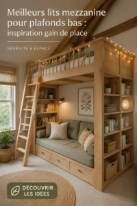 Lit superposé moderne adapté aux plafonds bas dans une chambre élégante.