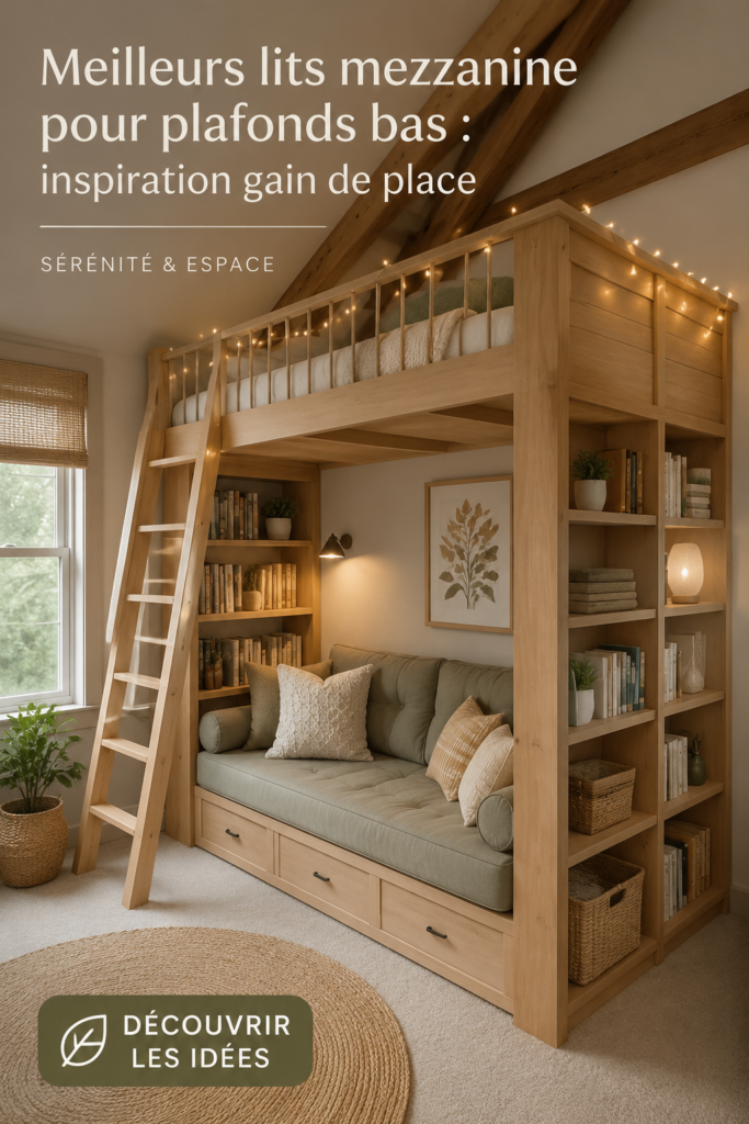 Lit superposé moderne adapté aux plafonds bas dans une chambre élégante.