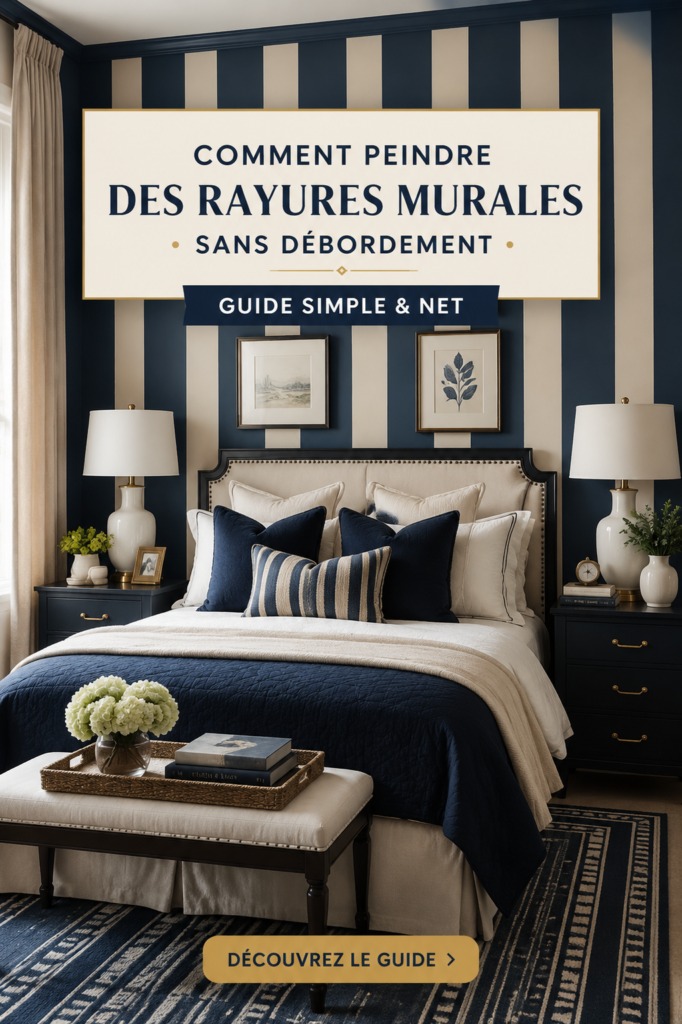 Un mur décoré avec des rayures peintes parfaitement sans débordement.
