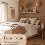 Intérieur moderne avec peinture brune chaleureuse et écologique.
