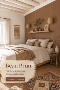 Intérieur moderne avec peinture brune chaleureuse et écologique.