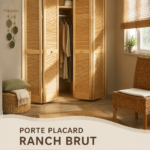 Porte placard RANCH BRUT en bois brut avec deux vantaux dans un intérieur moderne.