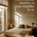 Chambre moderne avec un lit confortable et des rangements bien pensés, représentant une tendance pratique et élégante.