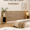 Tête de lit en bois de chêne dans une chambre élégante et chaleureuse