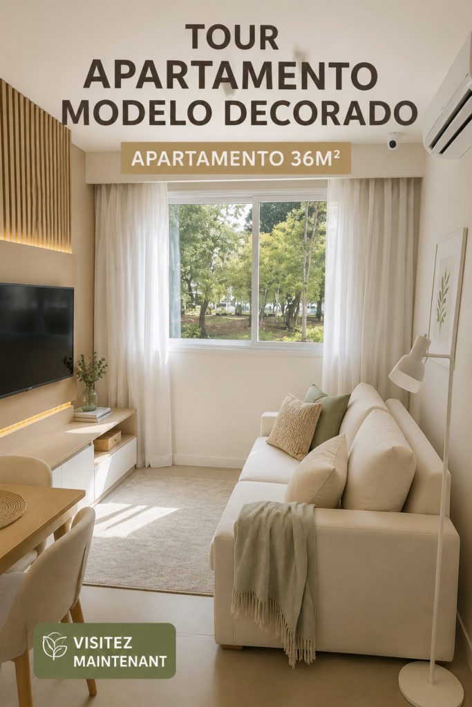 Vue d'un appartement de 36 m² décoré de manière fonctionnelle et chaleureuse.