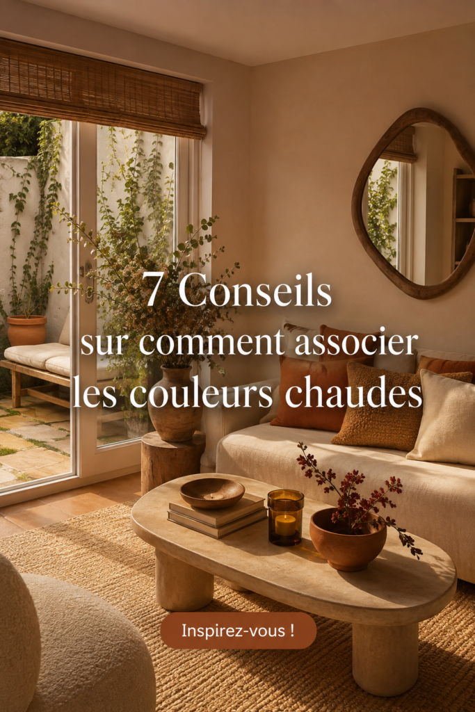 Salon lumineux avec des couleurs chaudes harmonieusement agencées.