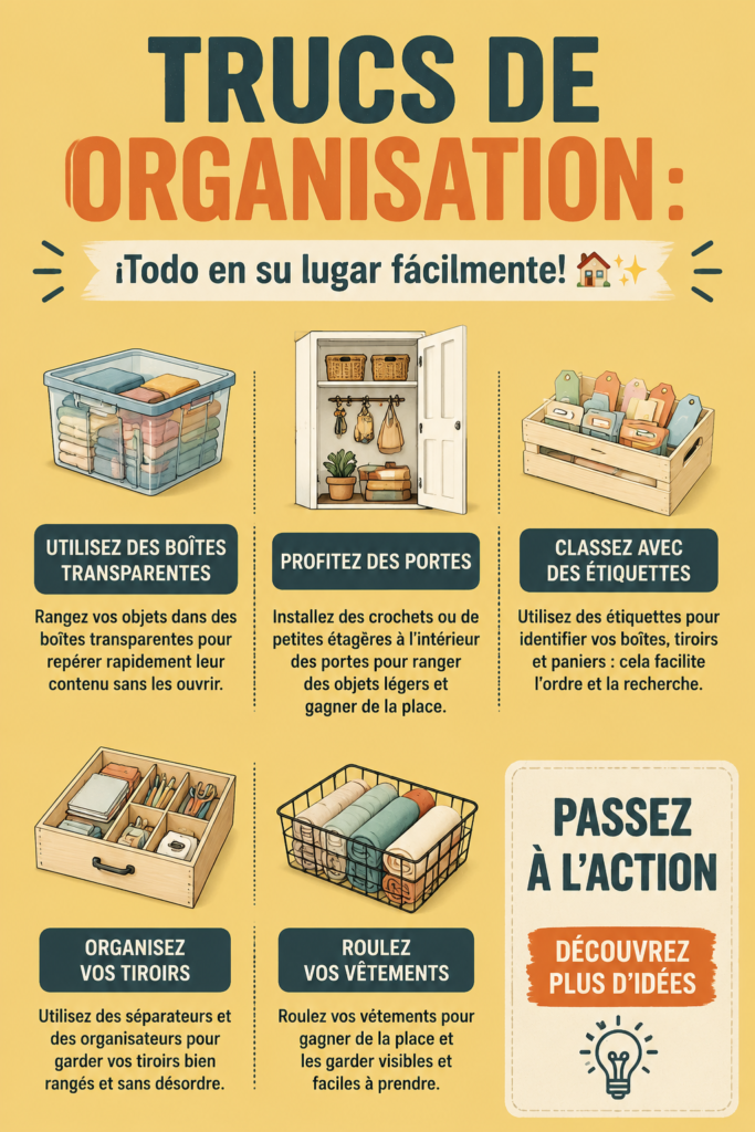 Une pièce bien organisée avec des rangements efficaces et esthétiques.