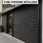 Serrure de persienne métallique à remplacer, mettant en avant un mécanisme de sécurité moderne.