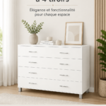 Commode HOMCOM blanche moderne avec quatre tiroirs dans un intérieur chaleureux