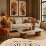 Intérieur décoré avec des couleurs terreuses chaudes, créant une ambiance accueillante.