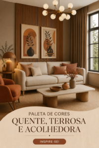 Intérieur décoré avec des couleurs terreuses chaudes, créant une ambiance accueillante.