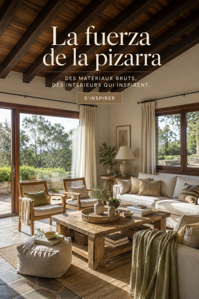 Détails d'une décoration intérieure moderne avec une finition en ardoise.