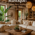 Intérieur de maison avec une décoration rustique, mettant en avant des éléments en bois et des couleurs chaudes.