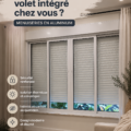 Fenêtre moderne avec stores intégrés dans un intérieur élégant.