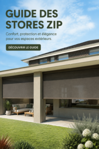 Vue d'un intérieur moderne avec des stores Zipscreen élégants