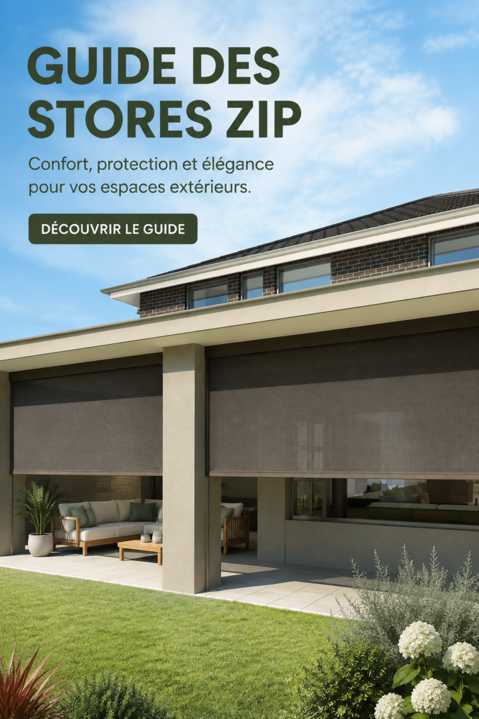Vue d'un intérieur moderne avec des stores Zipscreen élégants