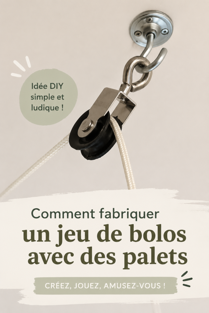 Jeu de bowling fabriqué à partir de palettes en bois, prêt à être utilisé dans le jardin.
