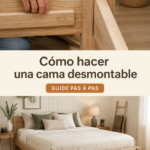 Un lit démontable en bois dans un intérieur moderne et épuré.