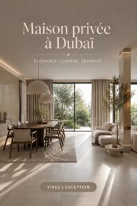 Maison privée moderne à Dubaï, mettant en valeur le luxe et le design intérieur.