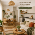 Espace intérieur bien organisé avec des éléments décoratifs apaisants.