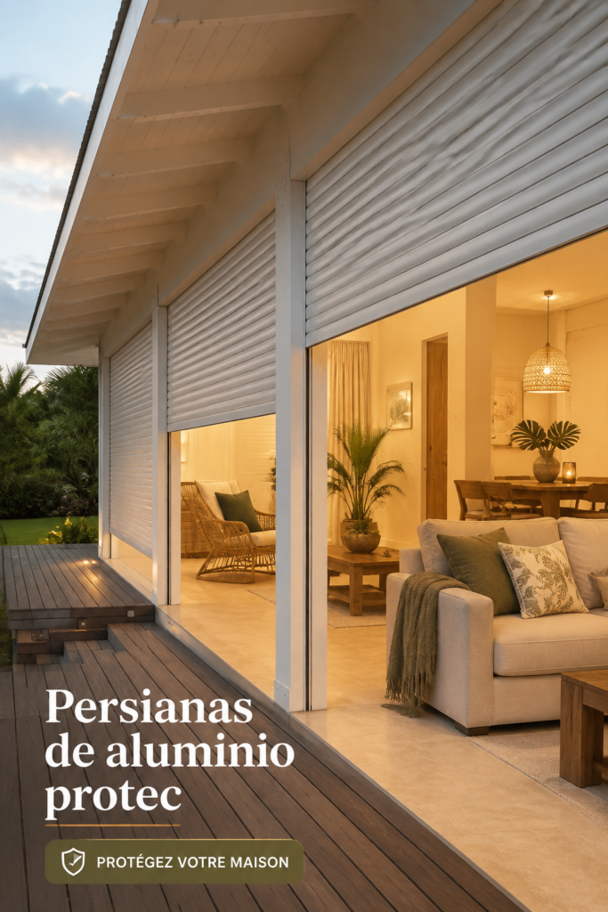 Persiennes en aluminium élégantes intégrées dans un salon moderne