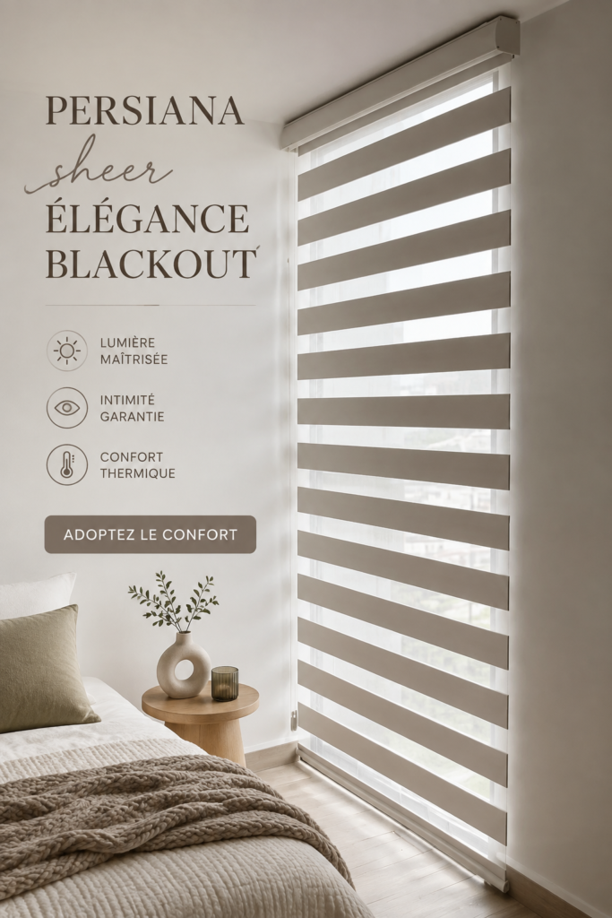 Persiennes élégantes en bois dans un intérieur moderne et lumineux.