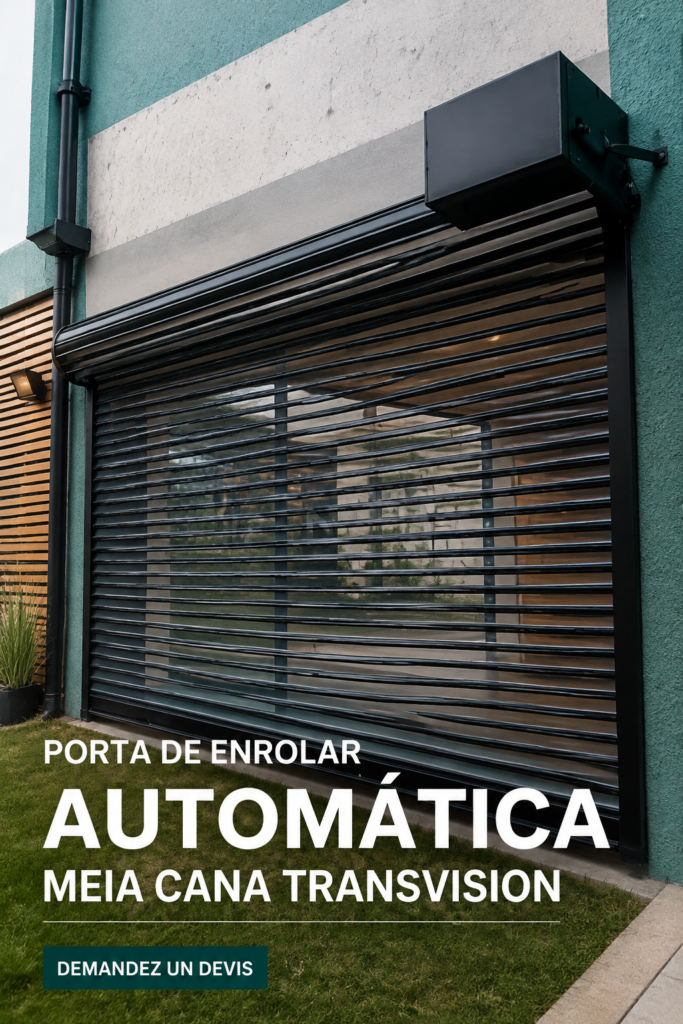 Porte à enrouler automatique moderne intégrée dans un intérieur élégant.
