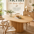 Table ovale Merlin en bois clair, extensible pour repas en famille