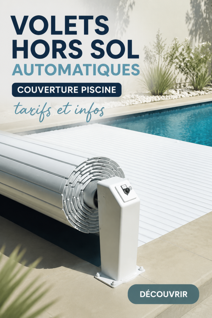 Volet hors sol automatique sur une piscine élégante, ajoutant un aspect pratique et esthétique.