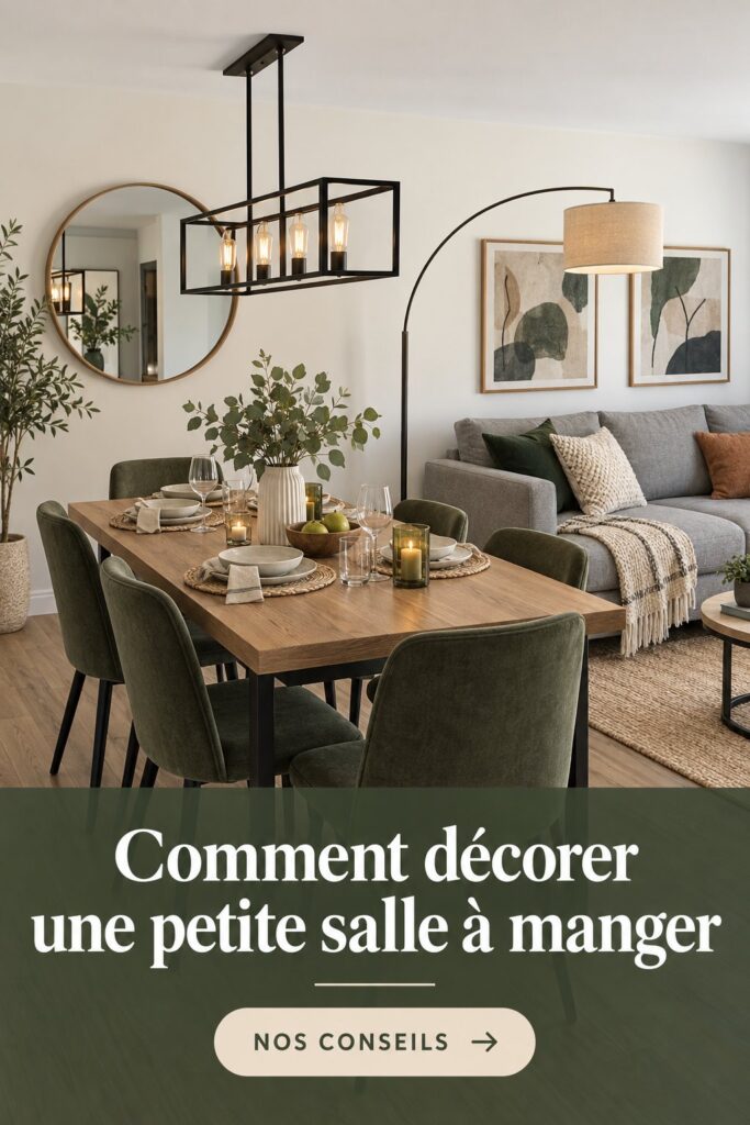 Un petit salon salle à manger decoré avec goût et chaleureux