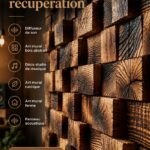 Art mural en bois récupéré dans un salon chaleureux et accueillant