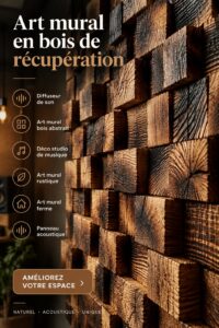 Art mural en bois récupéré dans un salon chaleureux et accueillant