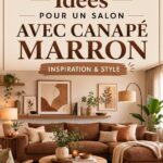 Un salon chaleureux avec un canapé marron bien décoré