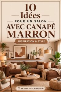 Un salon chaleureux avec un canapé marron bien décoré