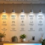 Eclairage LED dans un salon moderne et accueillant avec des lumières chaudes.