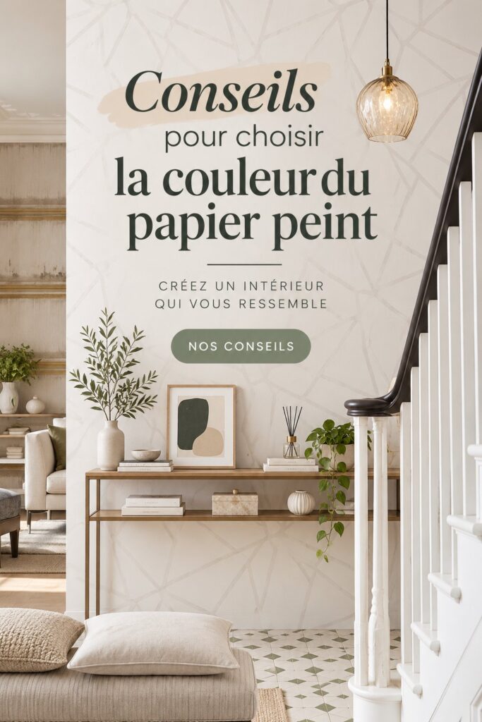 Un salon décoré avec un papier peint bleu pastel et des meubles cosy, créant une atmosphère chaleureuse.