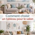 Salon avec un tableau moderne et coloré sur le mur