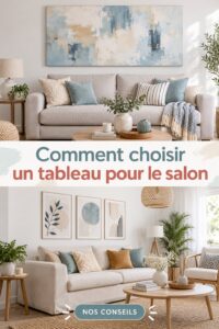 Salon avec un tableau moderne et coloré sur le mur