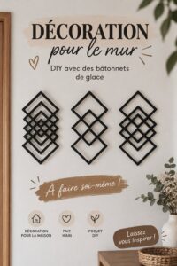 Décoration murale DIY réalisée avec des bâtonnets de glace.