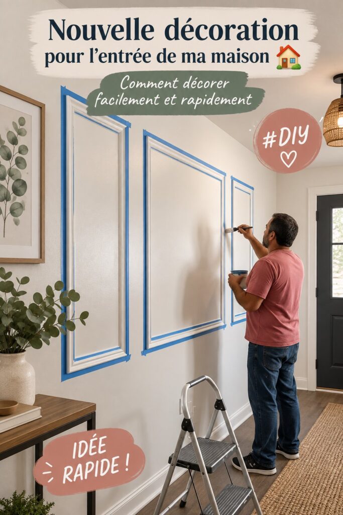 Entrée de maison décorée avec des éléments chaleureux et accueillants.
